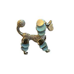 Vintage 1970s 1" Poodle Dog Brooch Goldtone St Patrick’s Green Possibly Gerry